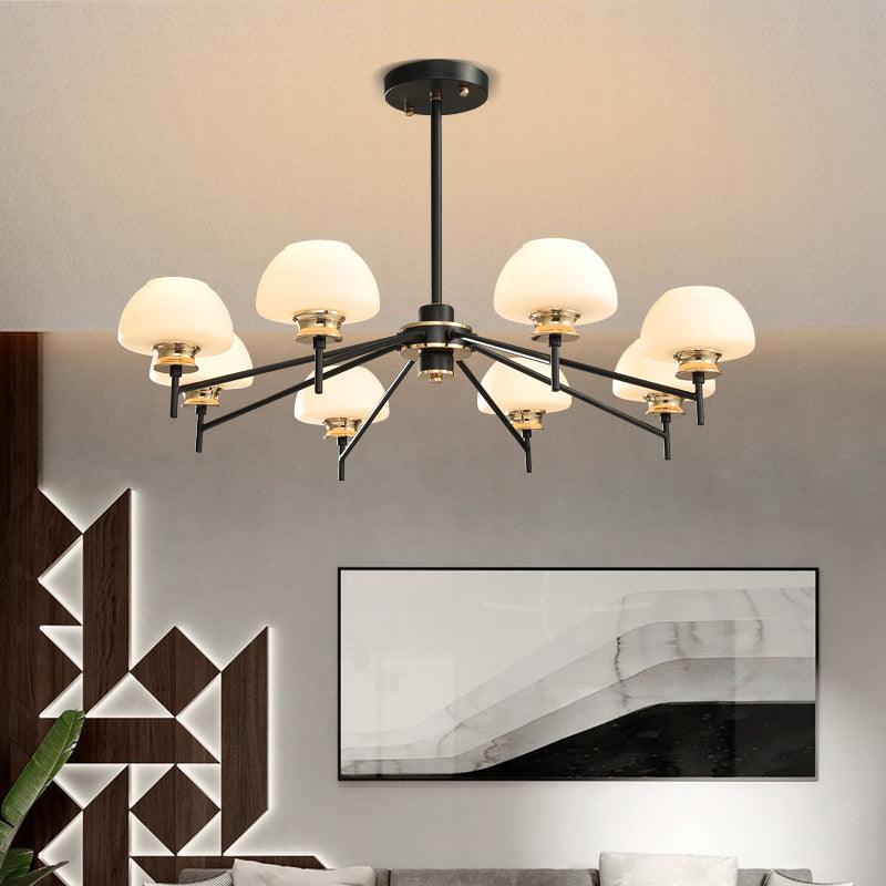 8 Heads Urn Chandelier Light Modern Opal Frosted Glass Lamp - Rebooters