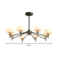 8 Heads Urn Chandelier Light Modern Opal Frosted Glass Lamp - Rebooters