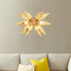 18 Heads Conical Hanging Chandelier Modern Amber Ribbed Glass Ceiling Pendant Light in Gold - Rebooters