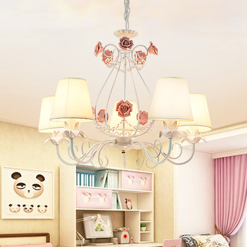 Countryside Barrel Chandelier Lighting Fixture 5 Heads Fabric Pendant Ceiling Light - Rebooters