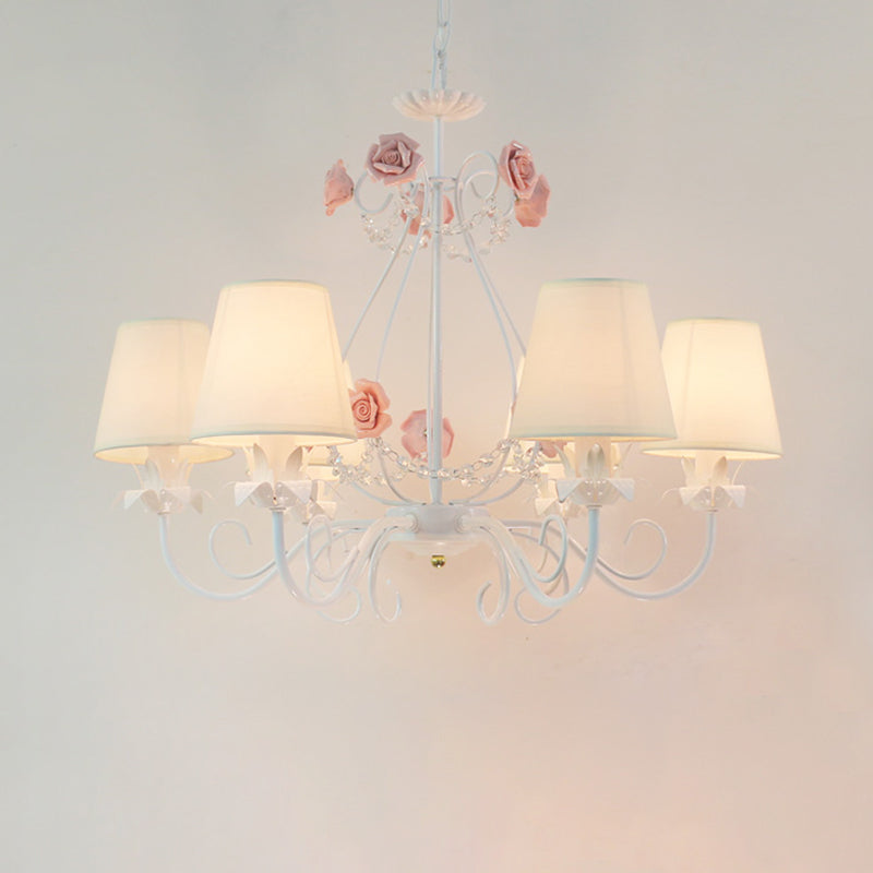 Countryside Barrel Chandelier Lighting Fixture 5 Heads Fabric Pendant Ceiling Light - Rebooters