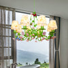 Fabric Green Hanging Chandelier Tapered 8 Lights Pendant - Rebooters