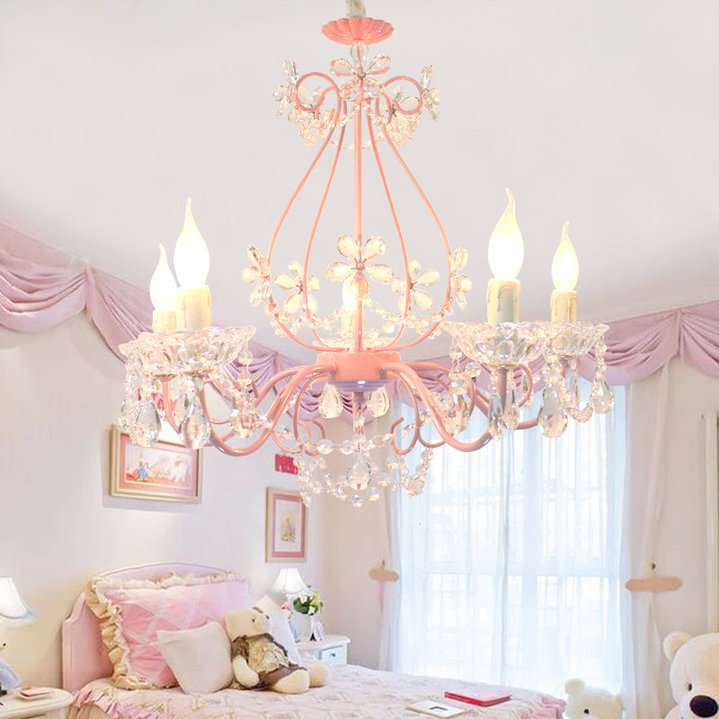 Candle Bedroom Ceiling Chandelier Traditional K9 Crystal Pink - Rebooters