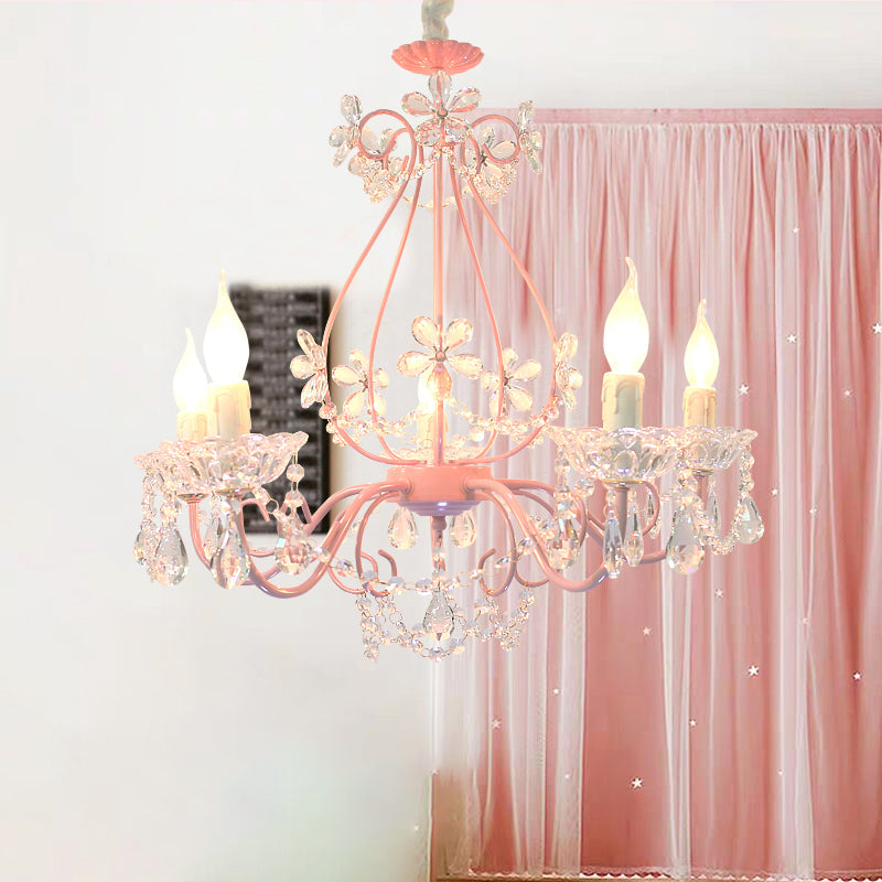 Candle Bedroom Ceiling Chandelier Traditional K9 Crystal Pink - Rebooters