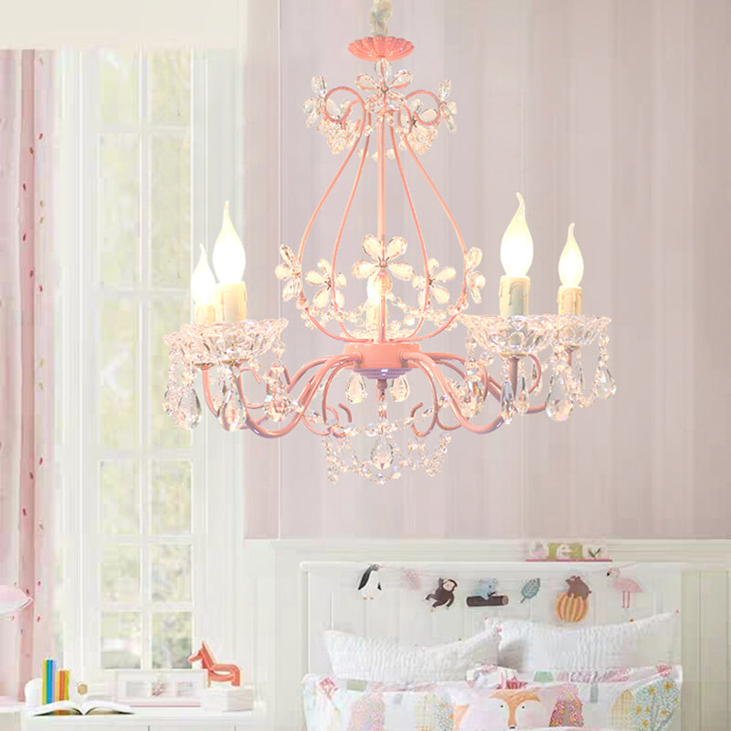 Candle Bedroom Ceiling Chandelier Traditional K9 Crystal Pink - Rebooters