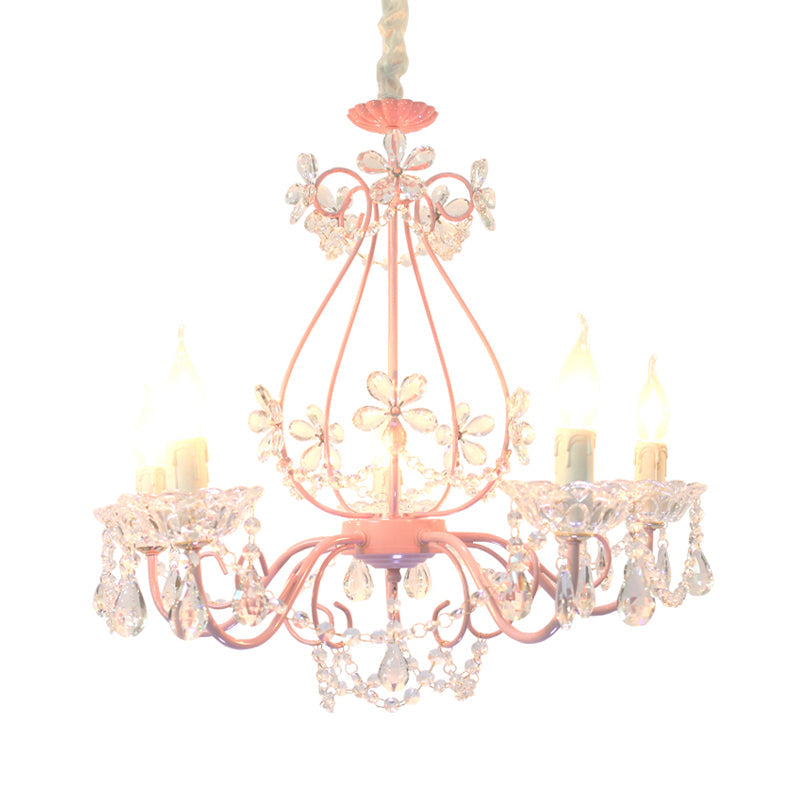 Candle Bedroom Ceiling Chandelier Traditional K9 Crystal Pink - Rebooters