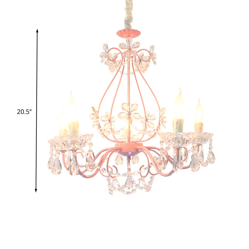 Candle Bedroom Ceiling Chandelier Traditional K9 Crystal Pink - Rebooters