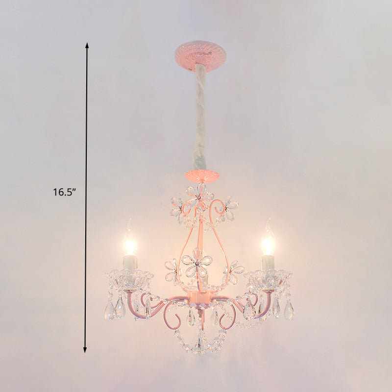 Candle Bedroom Ceiling Chandelier Traditional K9 Crystal Pink - Rebooters