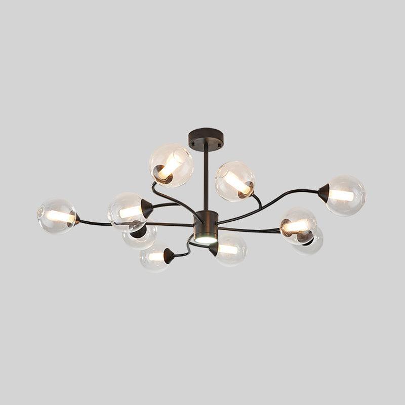 10 Heads Living Room Chandelier Lamp Modern Black Pendant Light - Rebooters
