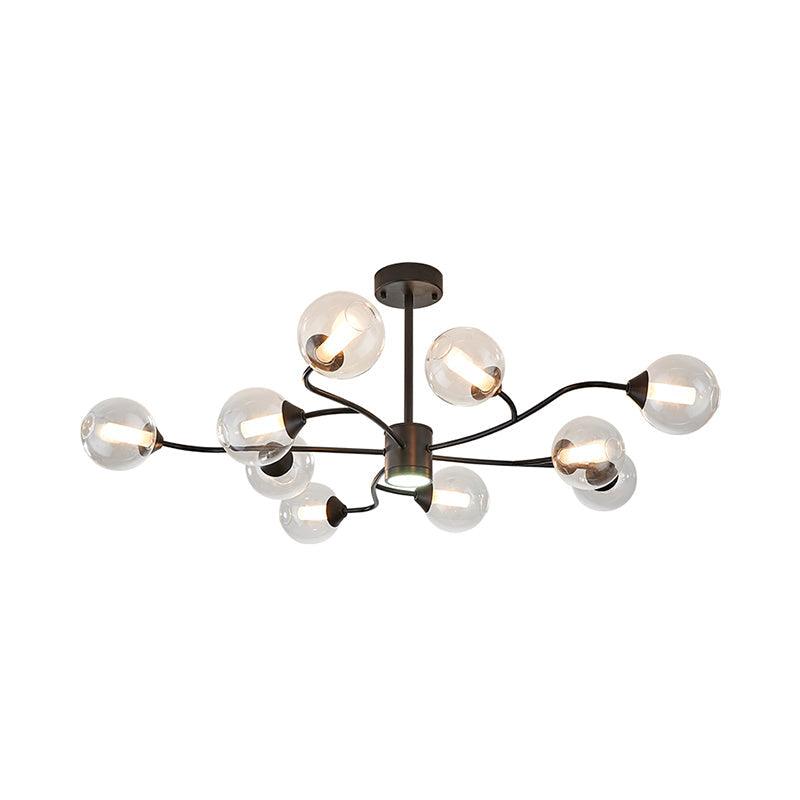10 Heads Living Room Chandelier Lamp Modern Black Pendant Light - Rebooters