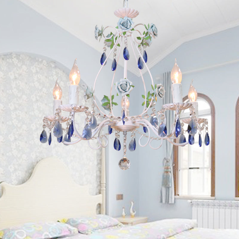 Countryside Candlestick Hanging Pendant 3/5/8 Heads Crystal Chandelier Lighting Fixture - Rebooters