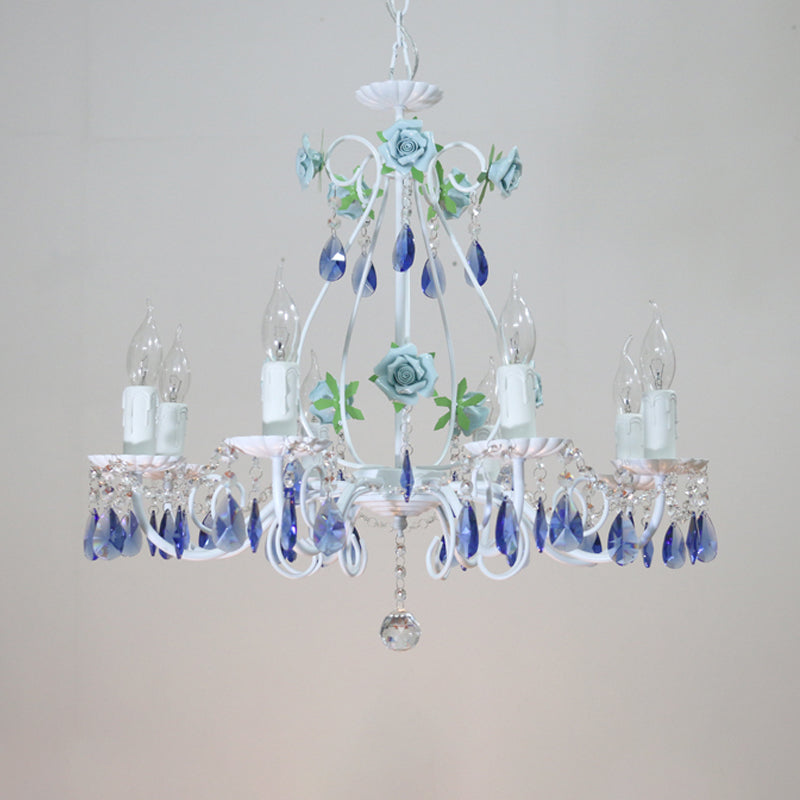 Countryside Candlestick Hanging Pendant 3/5/8 Heads Crystal Chandelier Lighting Fixture - Rebooters