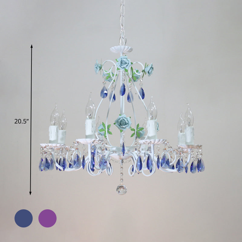 Countryside Candlestick Hanging Pendant 3/5/8 Heads Crystal Chandelier Lighting Fixture - Rebooters