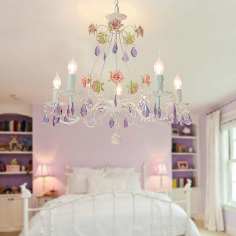 Countryside Candlestick Hanging Pendant 3/5/8 Heads Crystal Chandelier Lighting Fixture - Rebooters