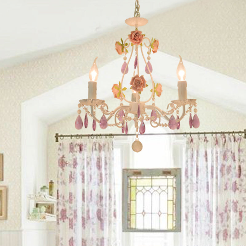 Countryside Candlestick Hanging Pendant 3/5/8 Heads Crystal Chandelier Lighting Fixture - Rebooters