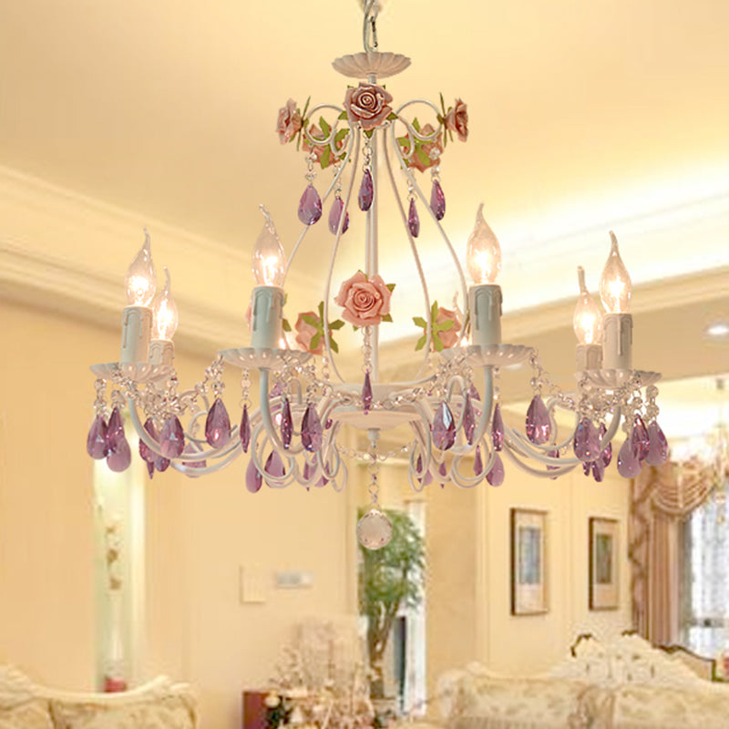 Countryside Candlestick Hanging Pendant 3/5/8 Heads Crystal Chandelier Lighting Fixture - Rebooters
