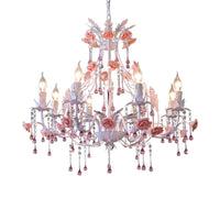 6/8 Bulbs Candle Hanging Chandelier Traditionalist White Crystal Ceiling Lamp - Rebooters