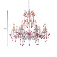 6/8 Bulbs Candle Hanging Chandelier Traditionalist White Crystal Ceiling Lamp - Rebooters