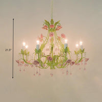 6/8 Bulbs Candle Pendant Lamp Traditionalism Green Crystal Chandelier Light Fixture - Rebooters