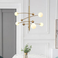 5 Bulbs Bedroom Chandelier Light Modern Gold Fixture - Rebooters