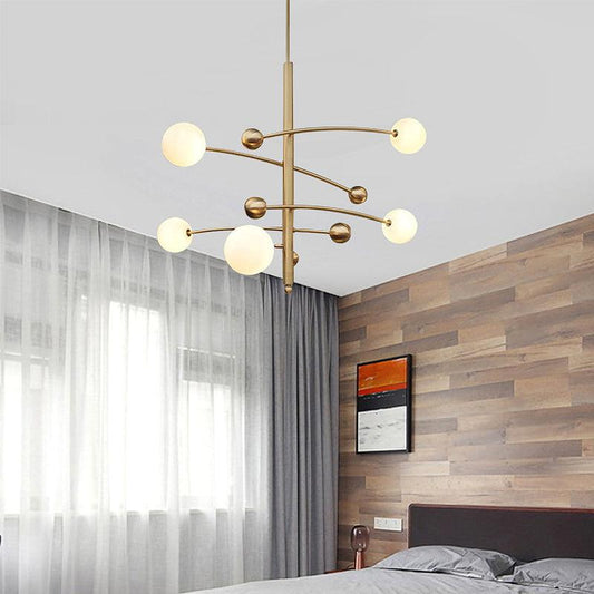 5 Bulbs Bedroom Chandelier Light Modern Gold Fixture - Rebooters