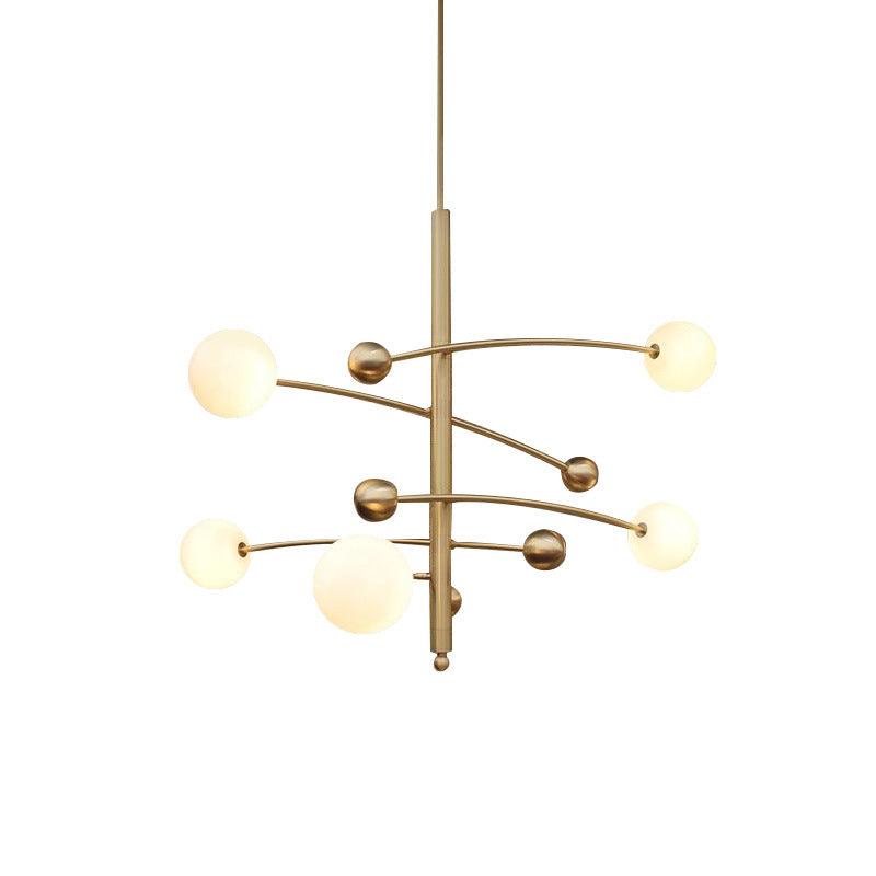 5 Bulbs Bedroom Chandelier Light Modern Gold Fixture - Rebooters