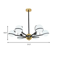 Modernist Round Hanging Chandelier Frosted White Glass Pendant Light Fixture in Black - Rebooters