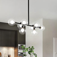 8 Heads Kitchen Island Lamp Contemporary Black Hanging Light - Rebooters