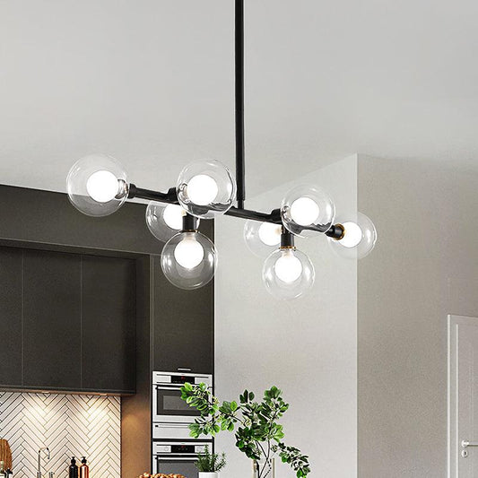 8 Heads Kitchen Island Lamp Contemporary Black Hanging Light - Rebooters