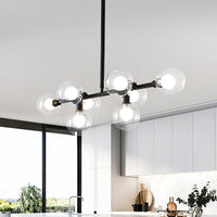 8 Heads Kitchen Island Lamp Contemporary Black Hanging Light - Rebooters