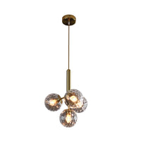 4 Heads Globe Ceiling Chandelier Modernism Dimpled Glass Gold - Rebooters