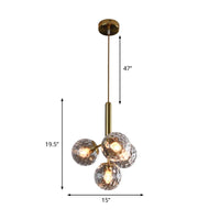 4 Heads Globe Ceiling Chandelier Modernism Dimpled Glass Gold - Rebooters