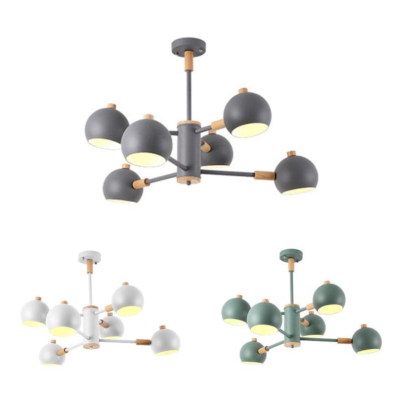 Bedroom Sphere Pendant Light Fixture Iron 6 Lights Modern Nordic Chandelier - Rebooters