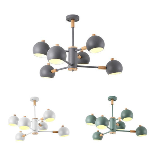 Bedroom Sphere Pendant Light Fixture Iron 6 Lights Modern Nordic Chandelier - Rebooters