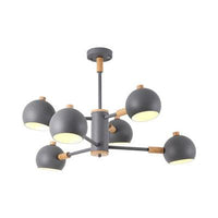 Bedroom Sphere Pendant Light Fixture Iron 6 Lights Modern Nordic Chandelier - Rebooters