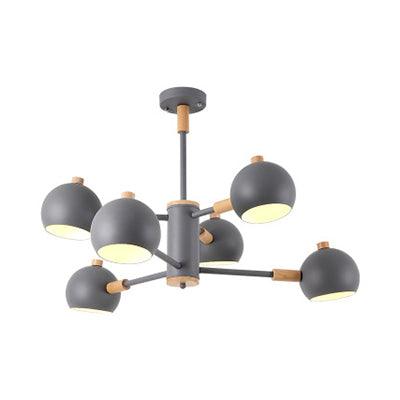 Bedroom Sphere Pendant Light Fixture Iron 6 Lights Modern Nordic Chandelier - Rebooters