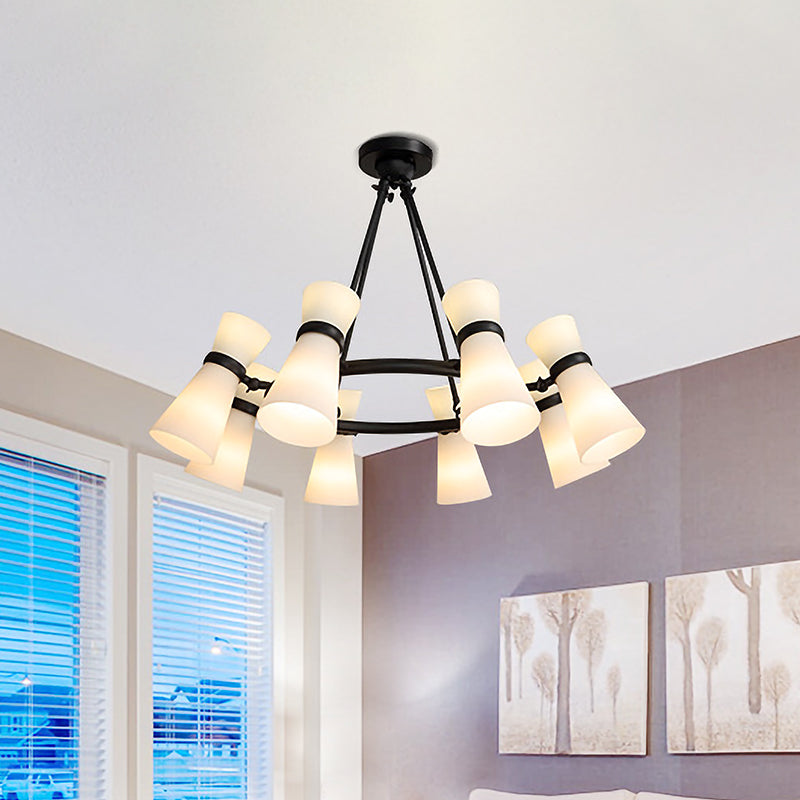 Wide Flare Ceiling Chandelier Modernism Opal Glass 16 Bulbs - Rebooters