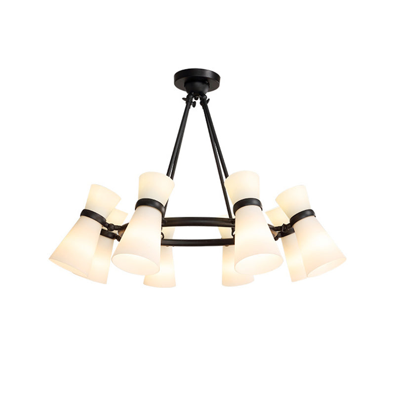 Wide Flare Ceiling Chandelier Modernism Opal Glass 16 Bulbs - Rebooters