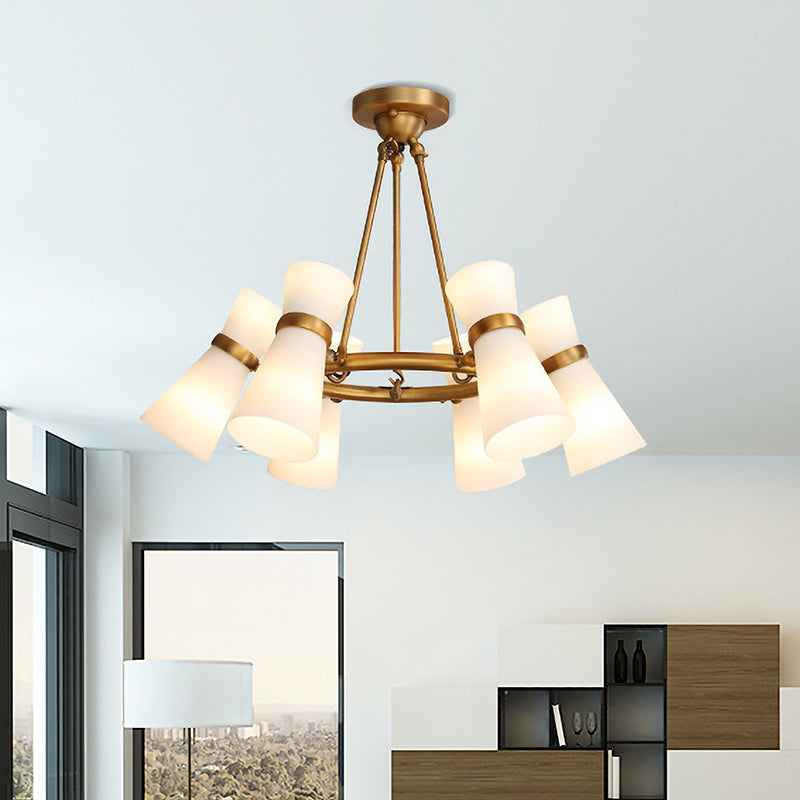 Wide Flare Ceiling Chandelier Modernism Opal Glass 16 Bulbs - Rebooters