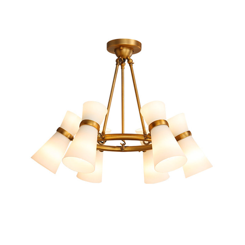 Wide Flare Ceiling Chandelier Modernism Opal Glass 16 Bulbs - Rebooters