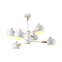 Bedroom Sphere Pendant Light Fixture Iron 6 Lights Modern Nordic Chandelier - Rebooters