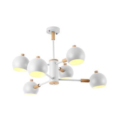 Bedroom Sphere Pendant Light Fixture Iron 6 Lights Modern Nordic Chandelier - Rebooters