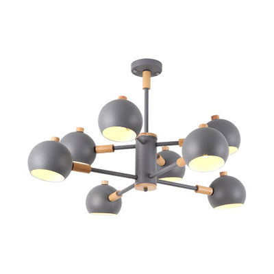 Metal Dome Hanging Lamp Fixture 2-Tier 8 Lights Scandinavian Chandelier - Rebooters