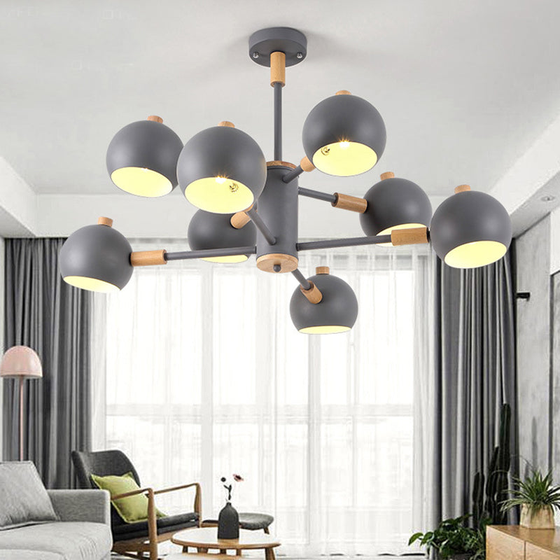 Metal Dome Hanging Lamp Fixture 2-Tier 8 Lights Scandinavian Chandelier - Rebooters