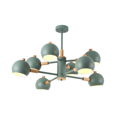 Metal Dome Hanging Lamp Fixture 2-Tier 8 Lights Scandinavian Chandelier - Rebooters