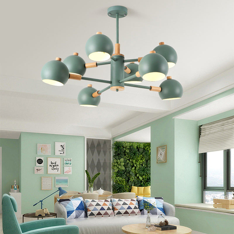 Metal Dome Hanging Lamp Fixture 2-Tier 8 Lights Scandinavian Chandelier - Rebooters