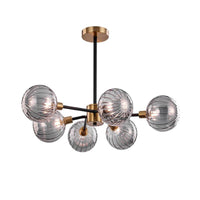 Ball Living Room Chandelier Light Smoke Gray Glass 6 Bulbs - Rebooters
