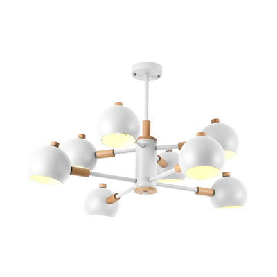 Metal Dome Hanging Lamp Fixture 2-Tier 8 Lights Scandinavian Chandelier - Rebooters