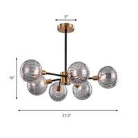 Ball Living Room Chandelier Light Smoke Gray Glass 6 Bulbs - Rebooters