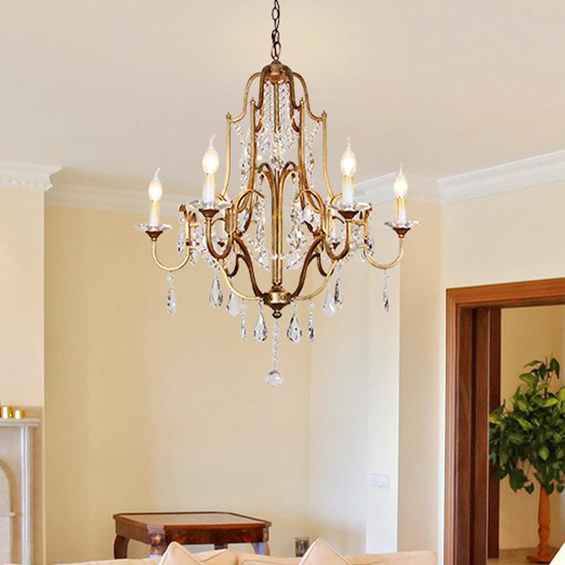 Crystal Antique Brass Chandelier Candlestick 4/6/9 Lights - Rebooters